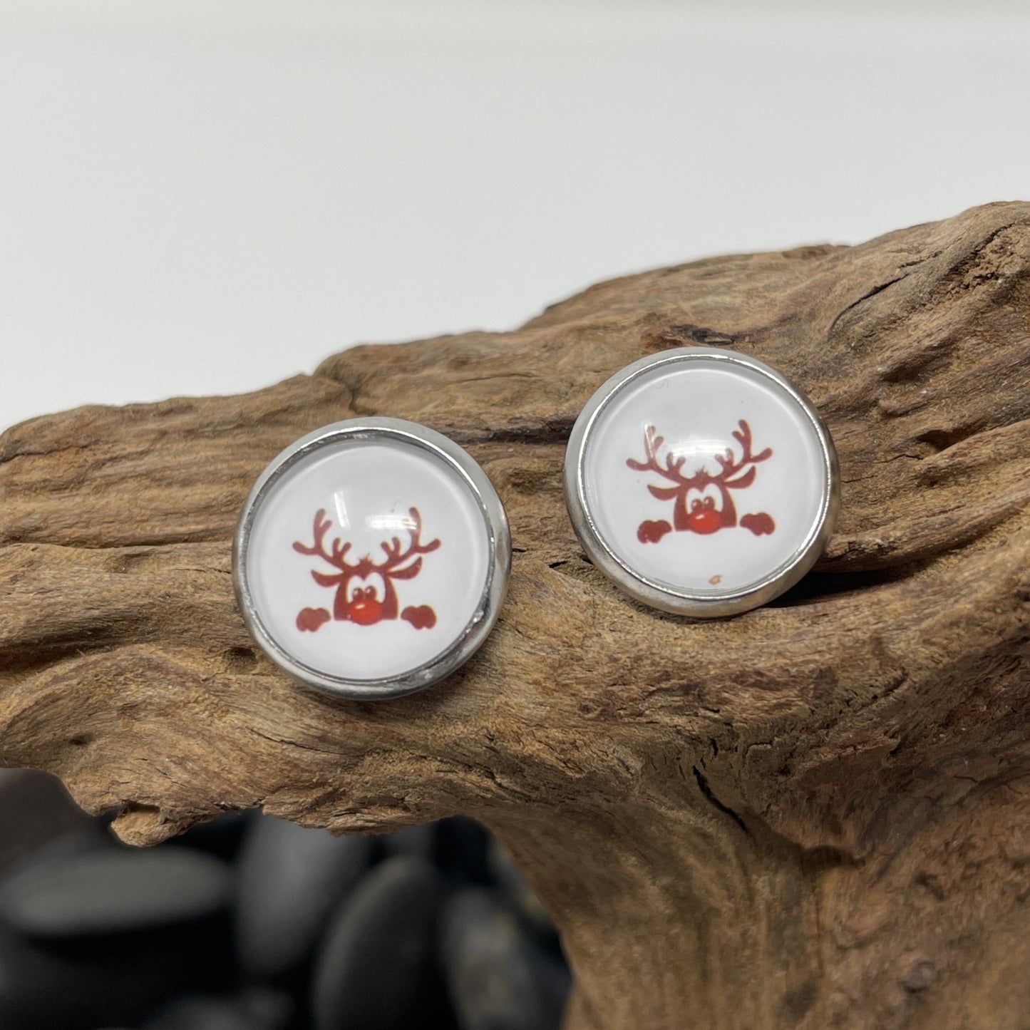 Glass cabochon studs - Christmas and New Years