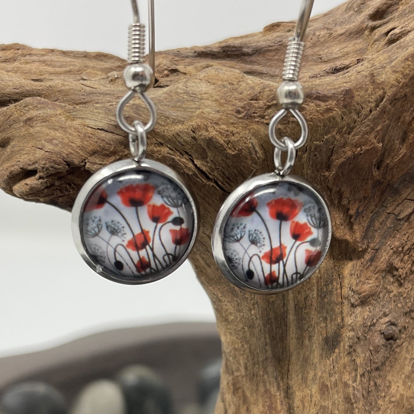 Glass Cabochon Earrings - Animals and Plants