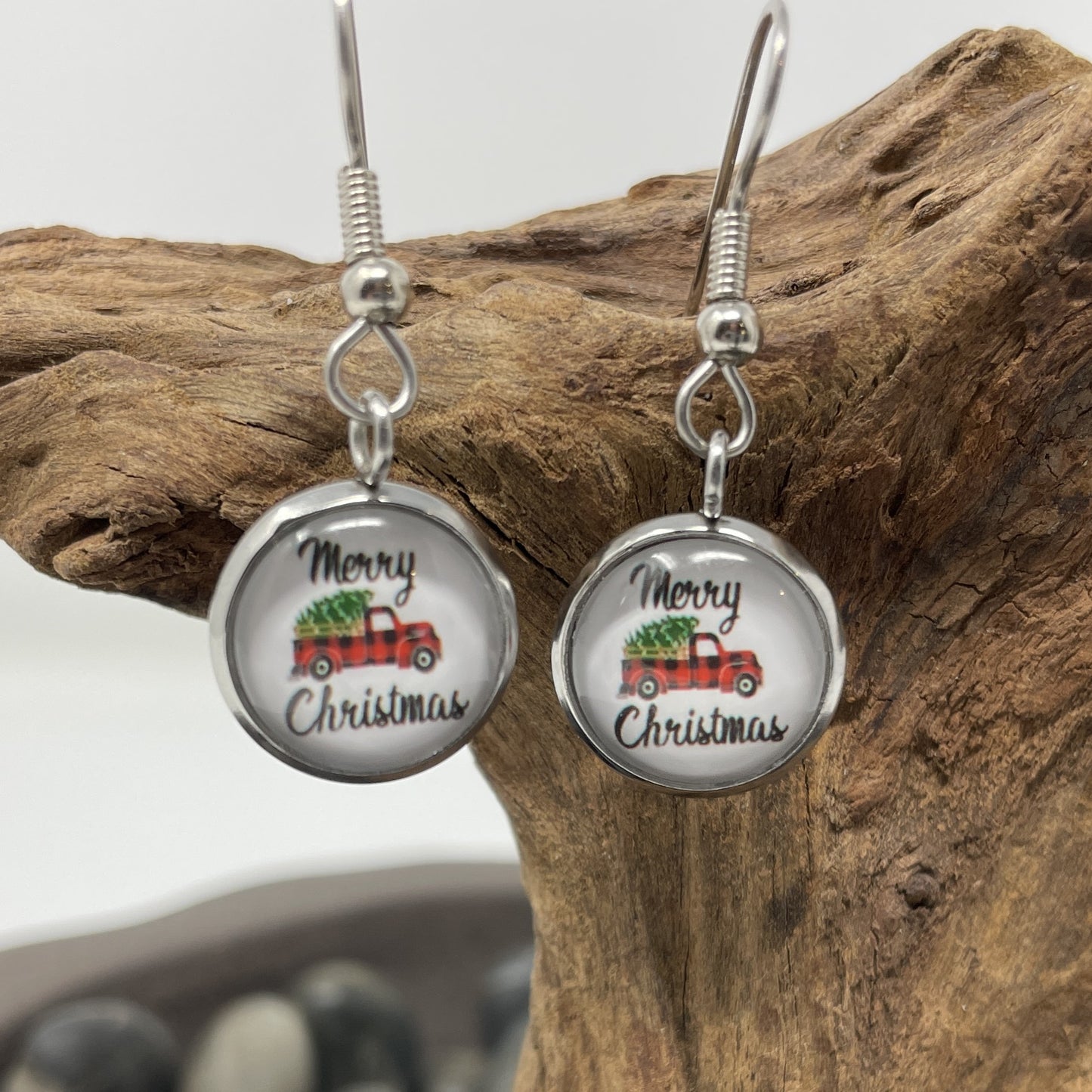 Glass Cabochon Earrings- Christmas and New Years