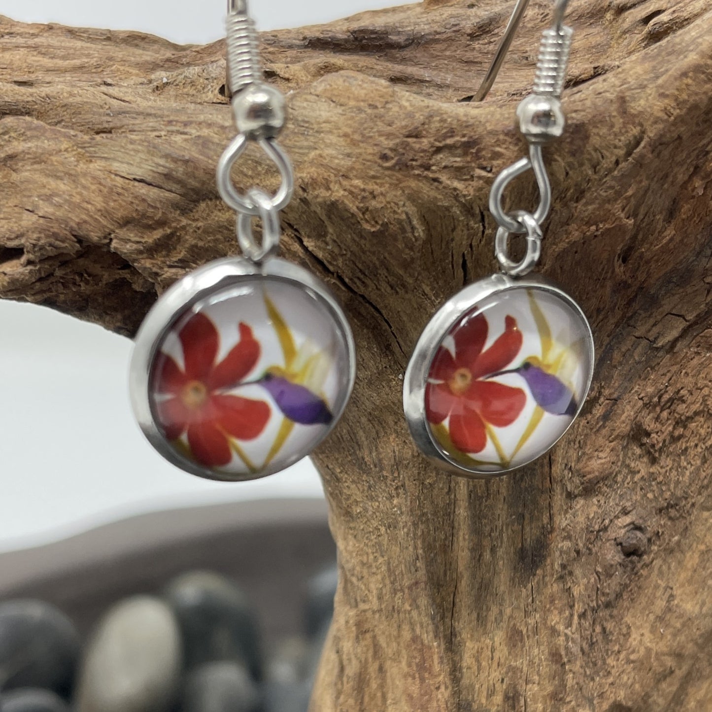 Glass Cabochon Earrings - Animals and Plants