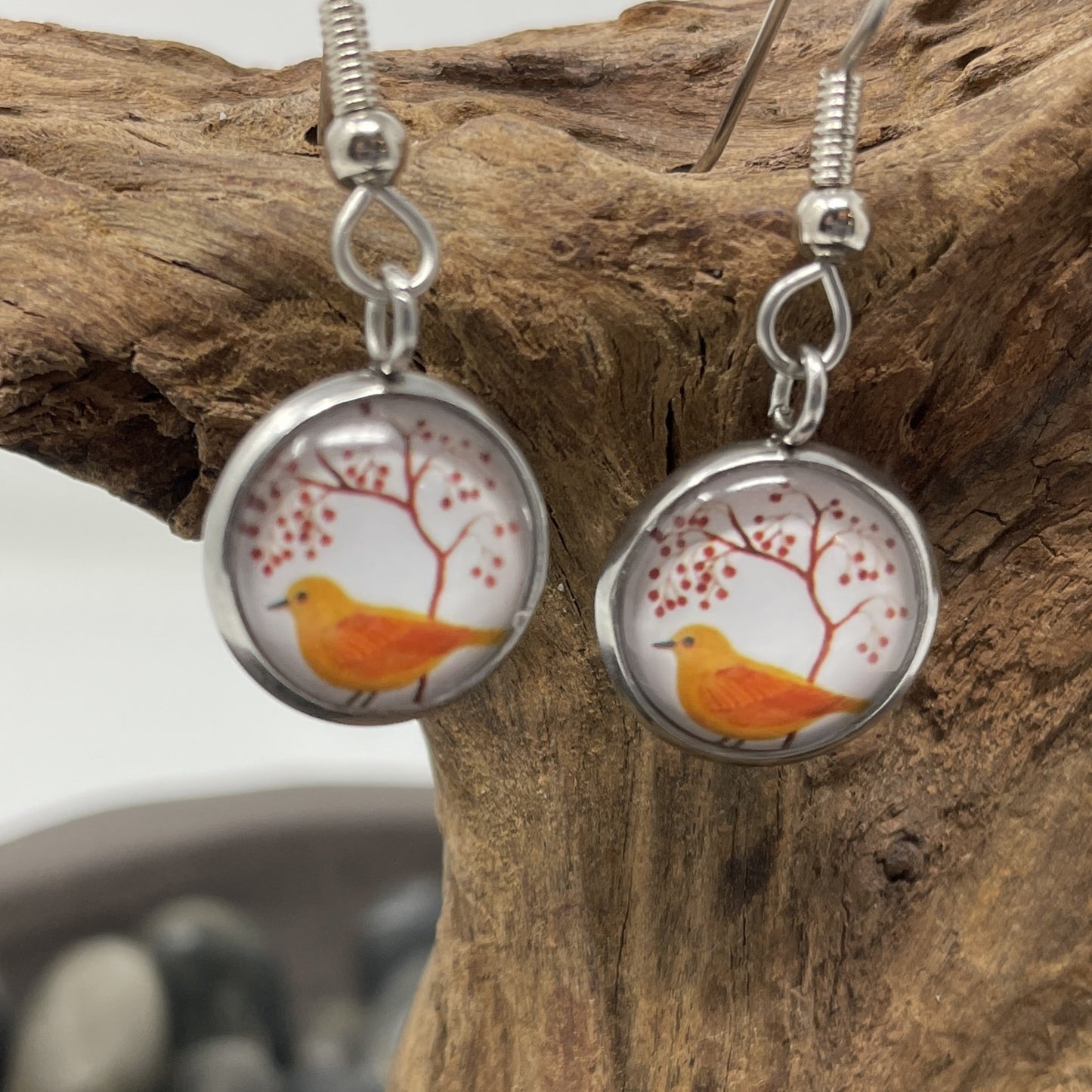 Glass Cabochon Earrings - Animals and Plants