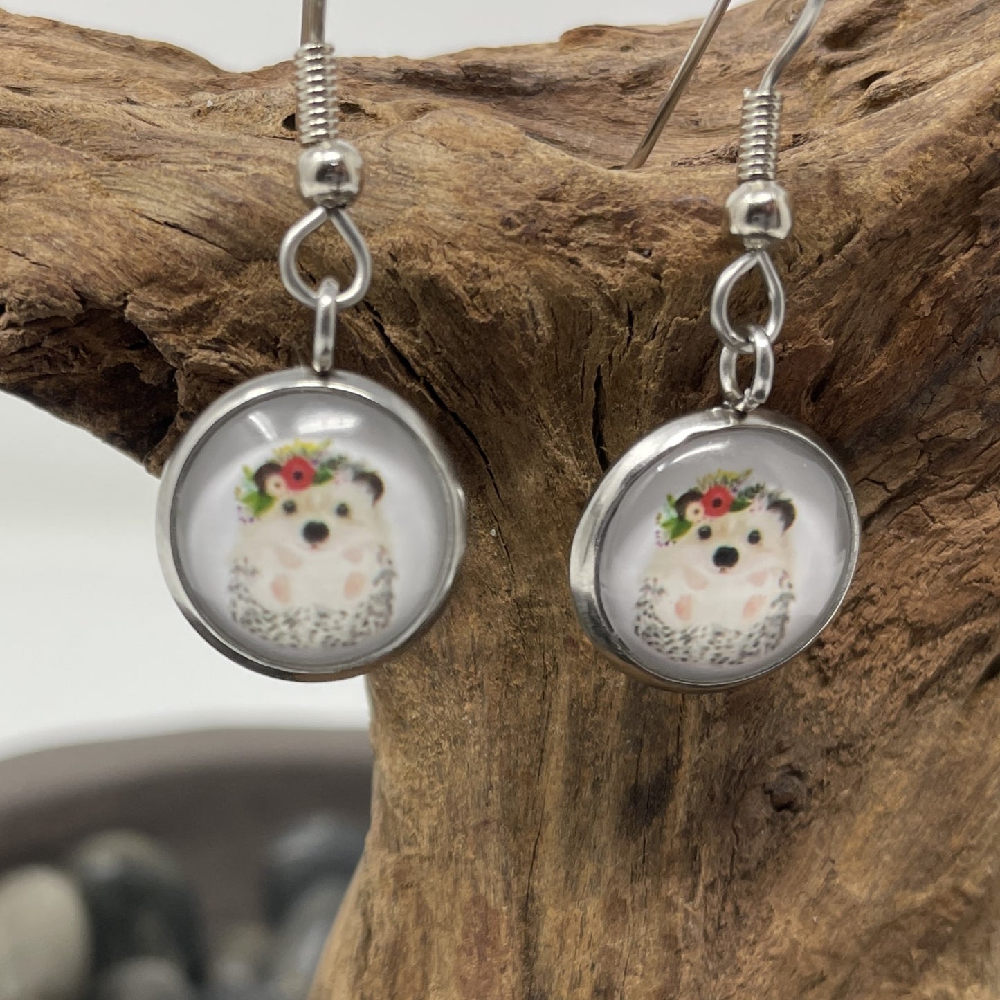 Glass Cabochon Earrings - Animals and Plants