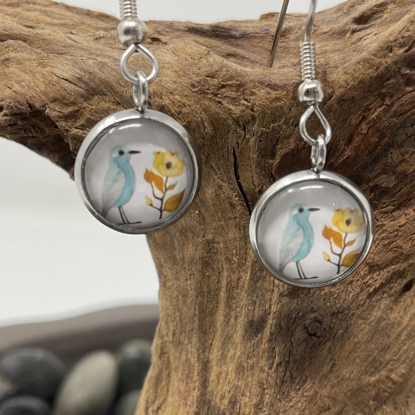 Glass Cabochon Earrings - Animals and Plants