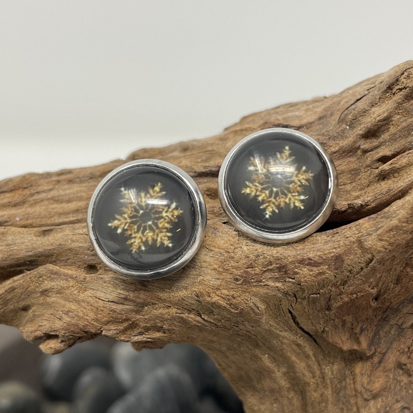 Glass cabochon studs - Christmas and New Years