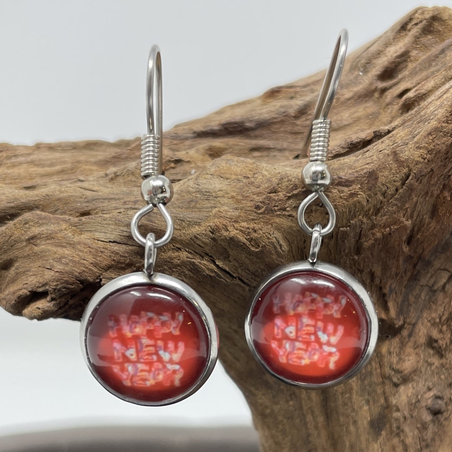 Glass Cabochon Earrings- Christmas and New Years