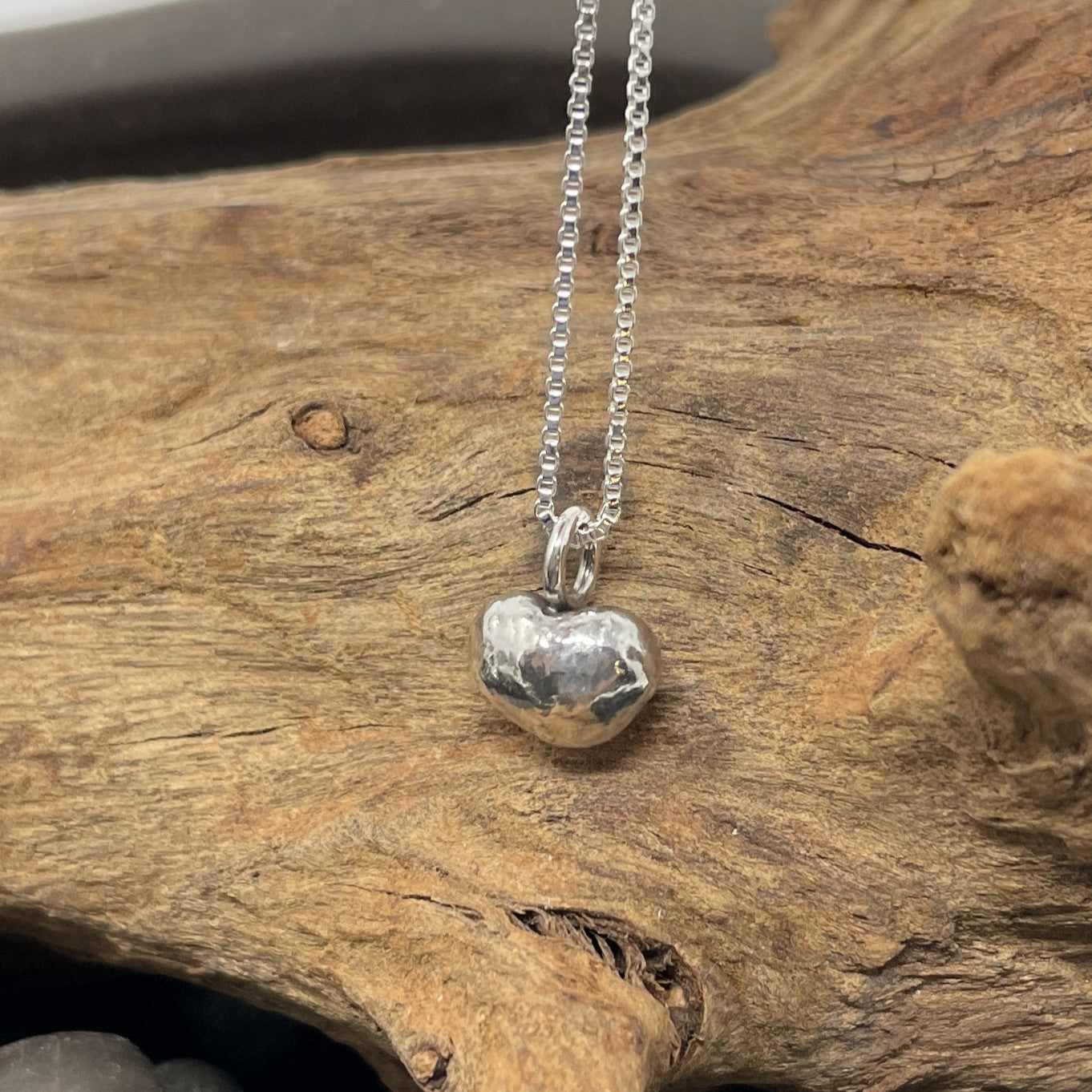 Sterling Silver Heart Pebble Pendant