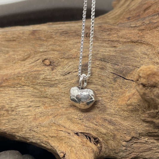 Sterling Silver Heart Pebble Pendant