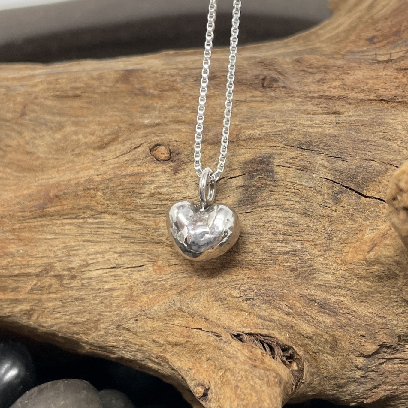 Sterling Silver Heart Pebble Pendant