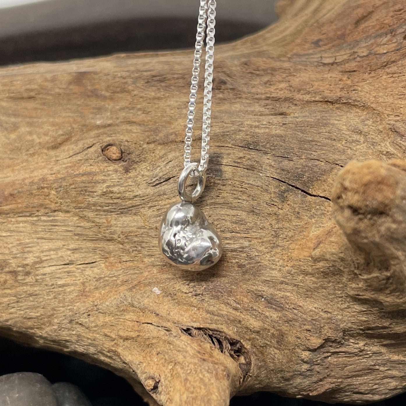 Sterling Silver Heart Pebble Pendant