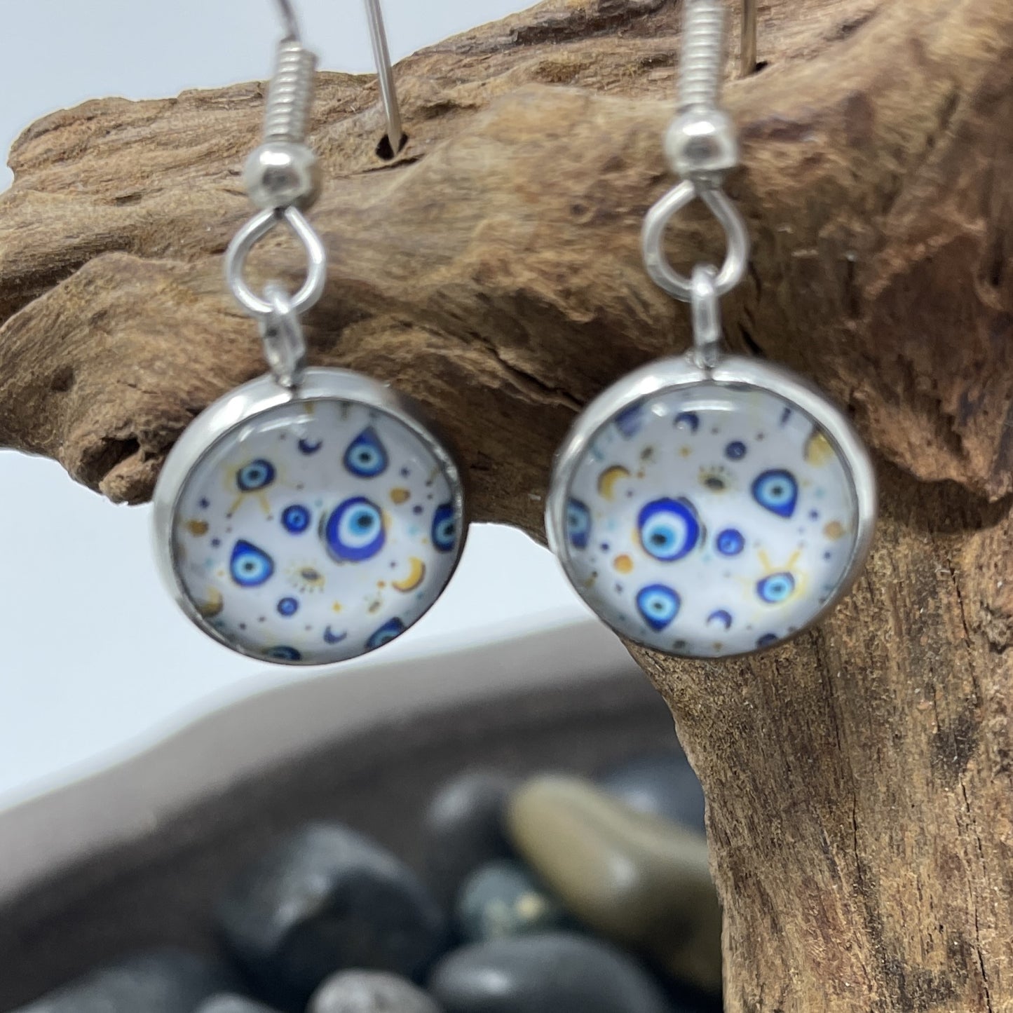 Glass Cabochon Earrings - Patterns, words and things