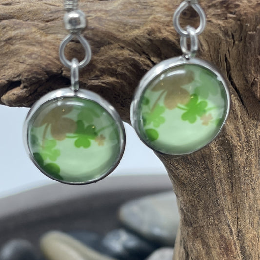 Glass Cabochon Earrings- St. Patrick's Day