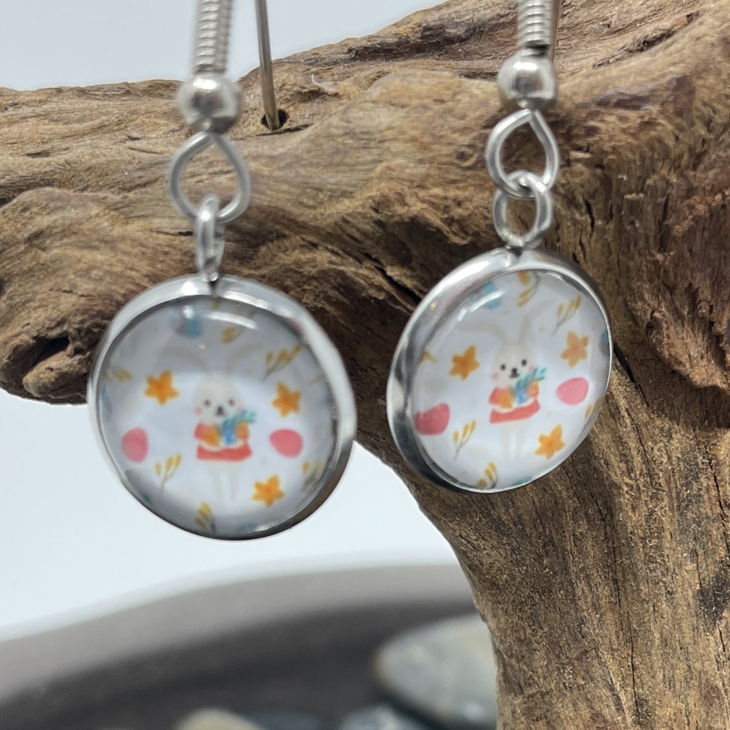 Glass Cabochon Earrings- Easter