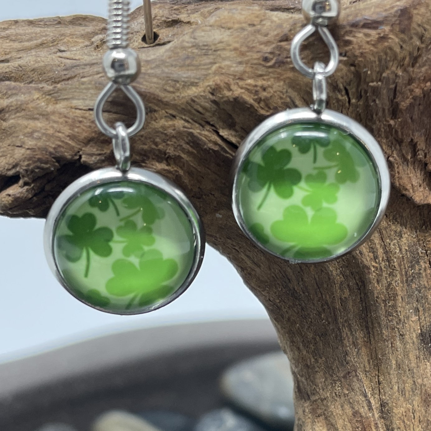 Glass Cabochon Earrings- St. Patrick's Day