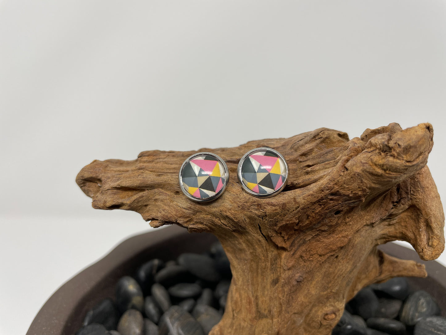 Glass cabochon studs- Patterns and words