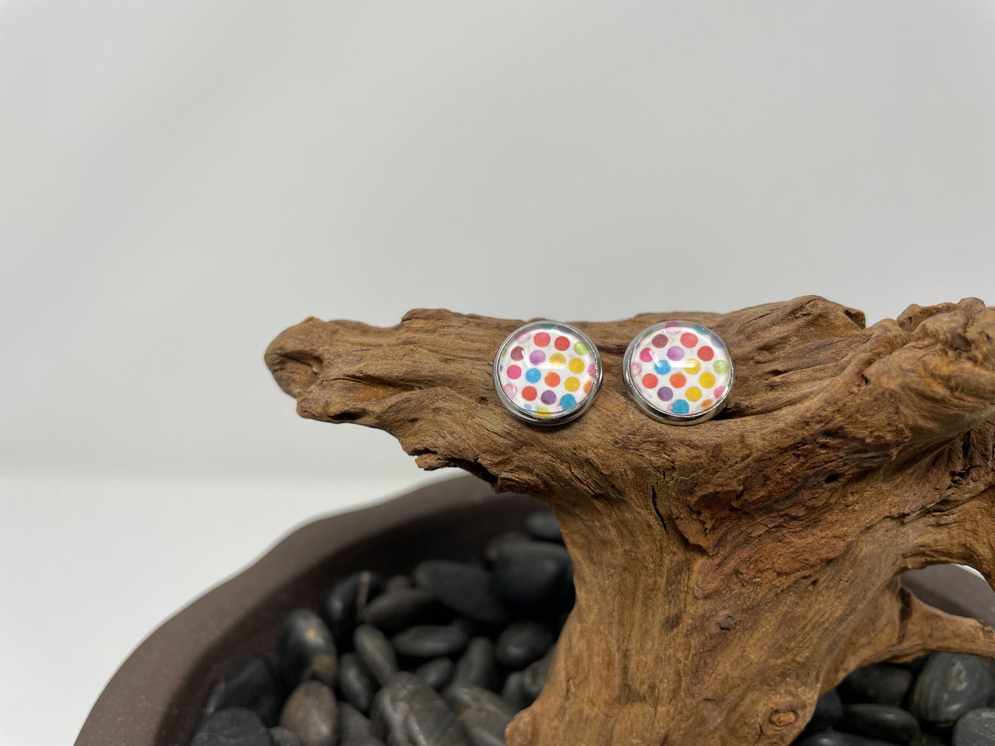 Glass cabochon studs- Patterns and words