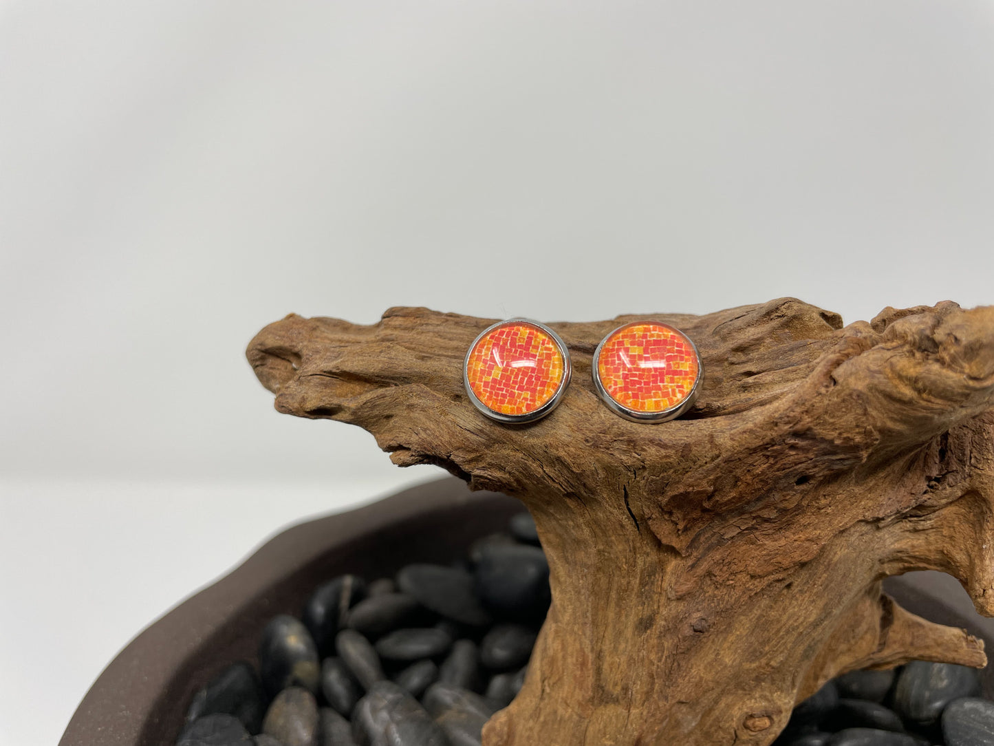 Glass cabochon studs- Patterns and words