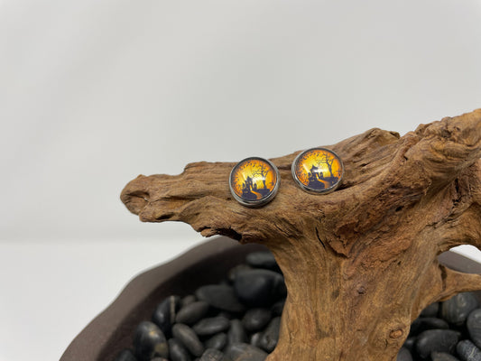 Glass cabochon studs - Halloween