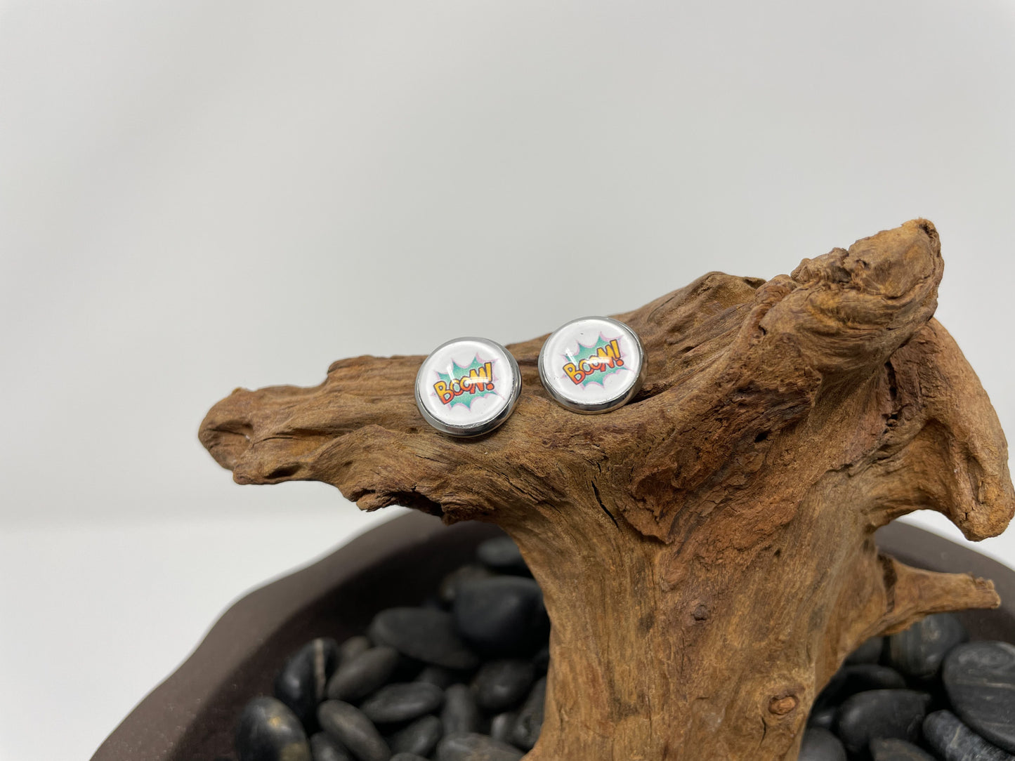 Glass cabochon studs- Patterns and words