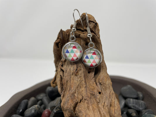 Glass Cabochon Earrings - Patterns, words and things