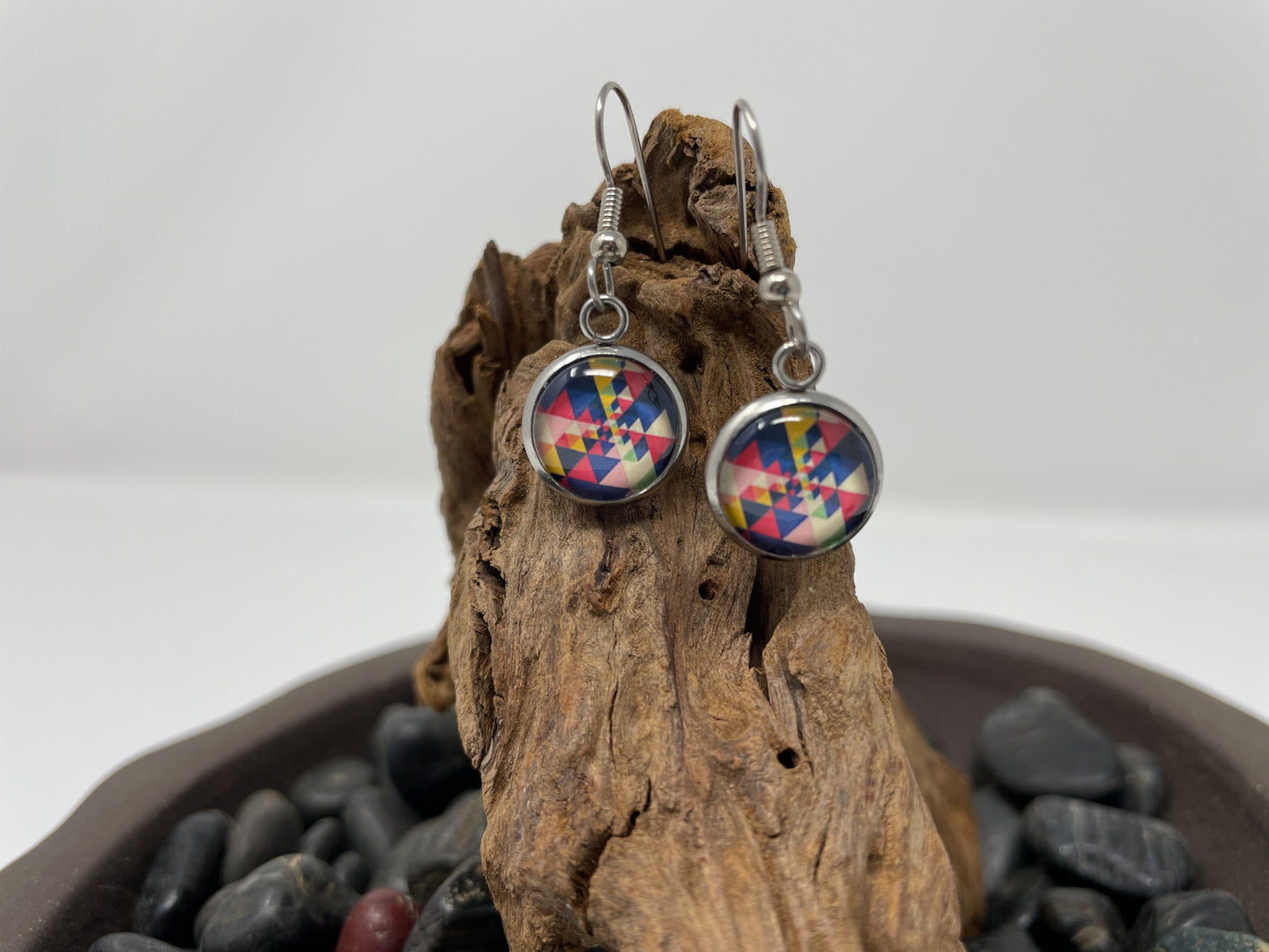 Glass Cabochon Earrings - Patterns, words and things