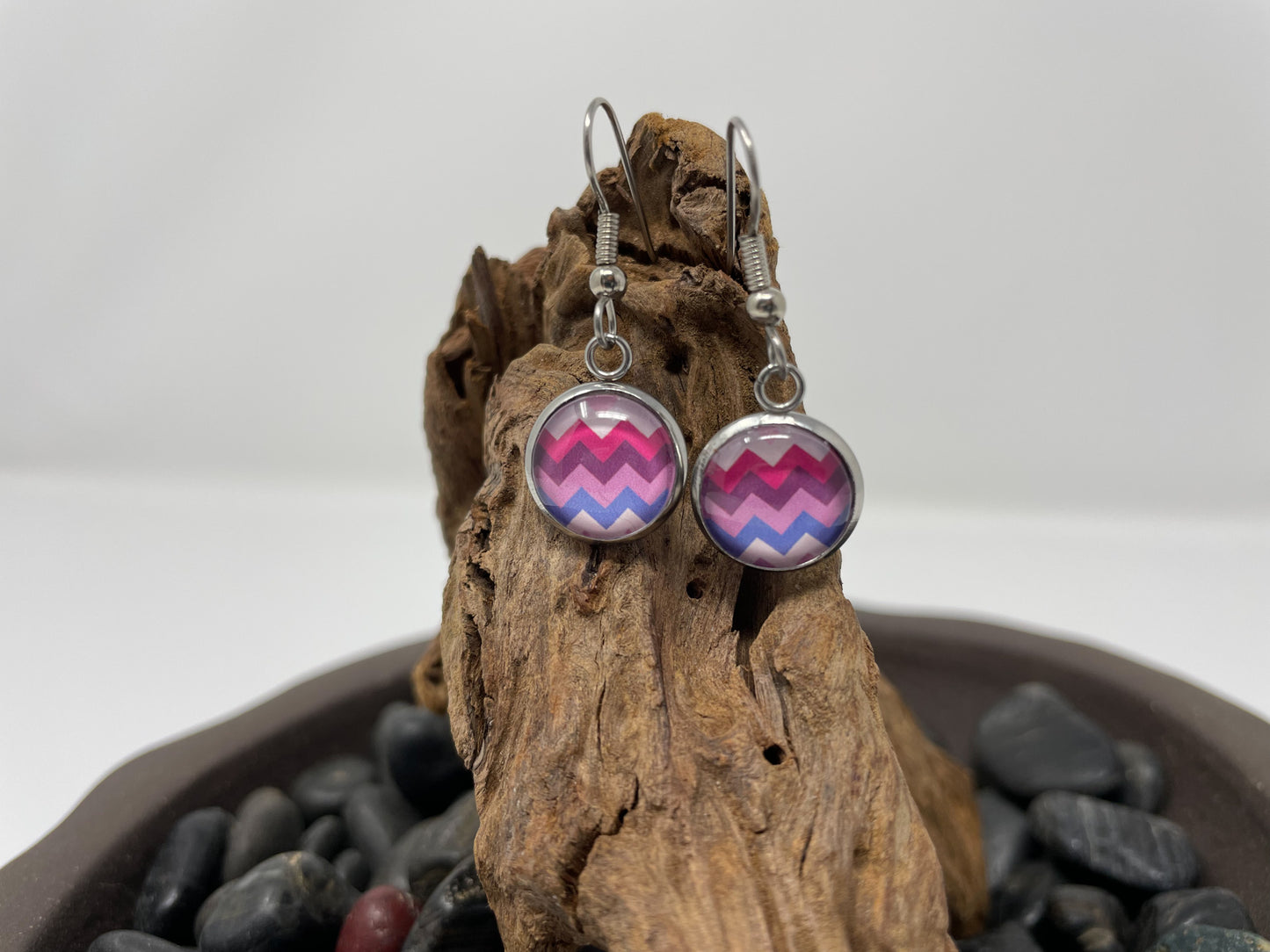 Glass Cabochon Earrings - Patterns, words and things