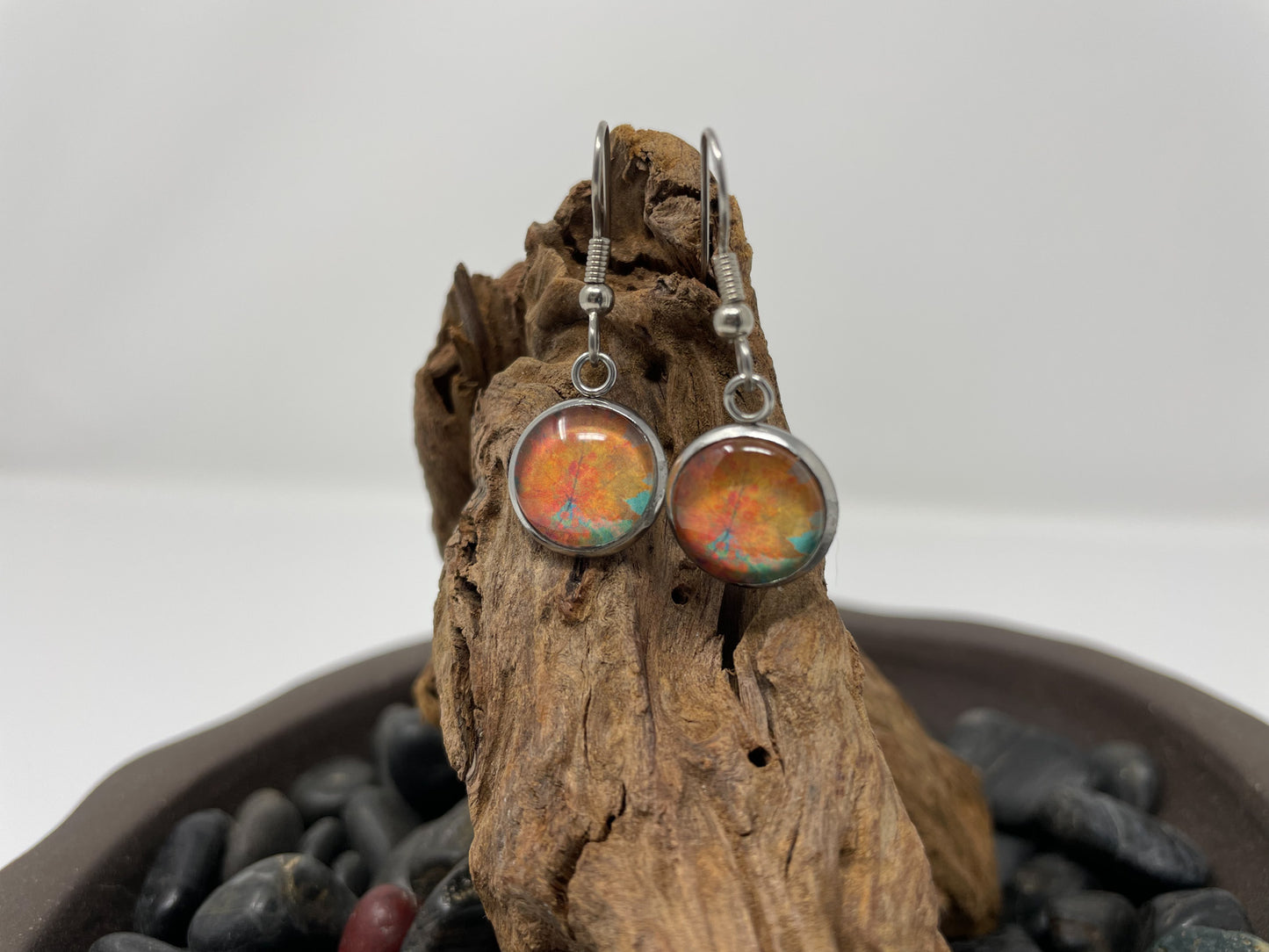 Glass Cabochon Earrings - Animals and Plants