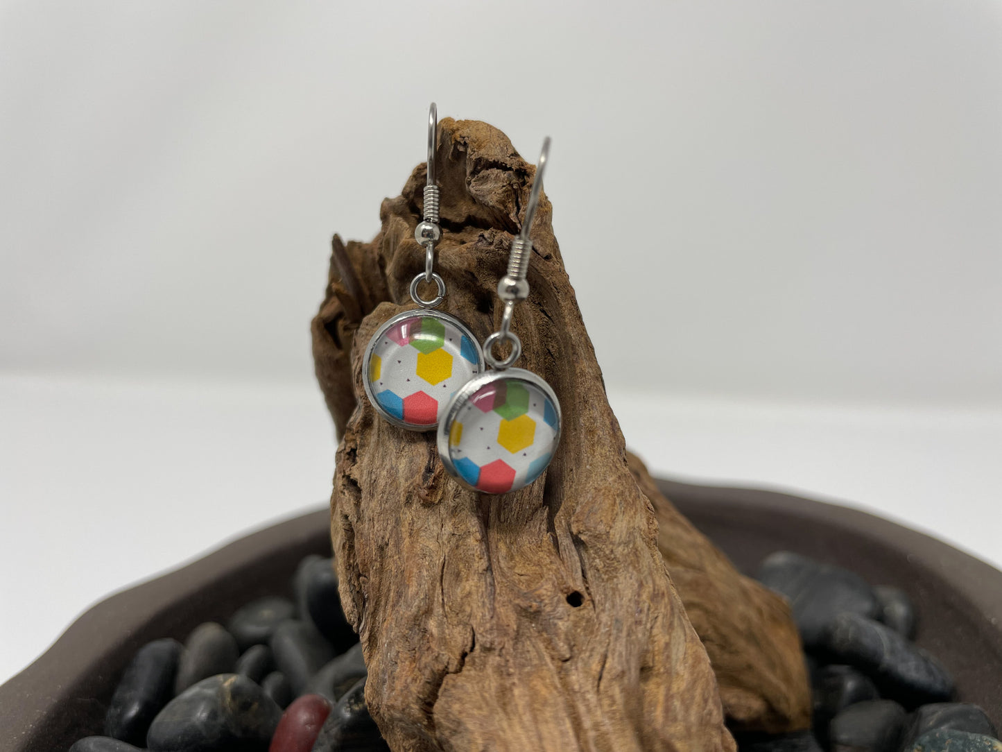 Glass Cabochon Earrings - Patterns, words and things