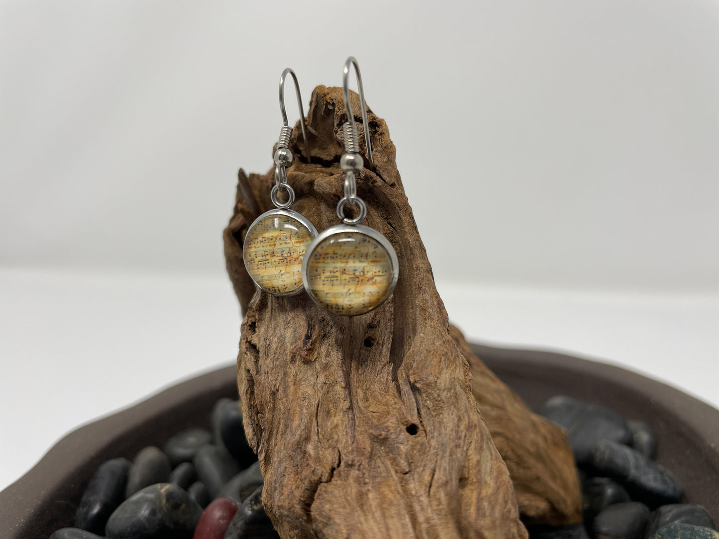 Glass Cabochon Earrings - Patterns, words and things