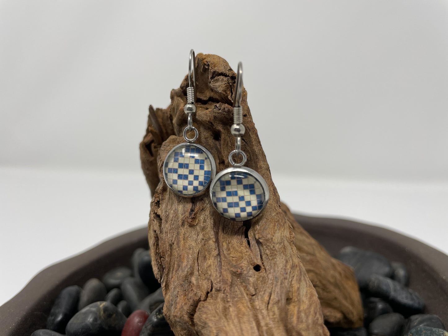 Glass Cabochon Earrings - Patterns, words and things