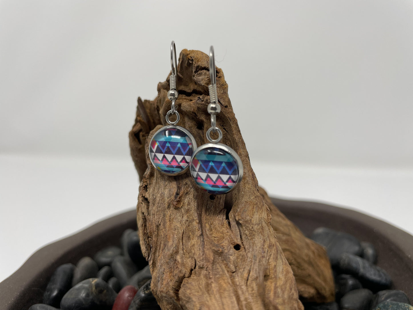 Glass Cabochon Earrings - Patterns, words and things