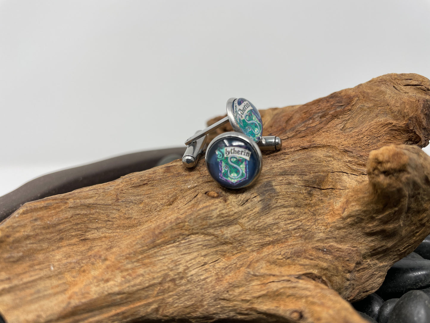 Glass cabochon cuff links