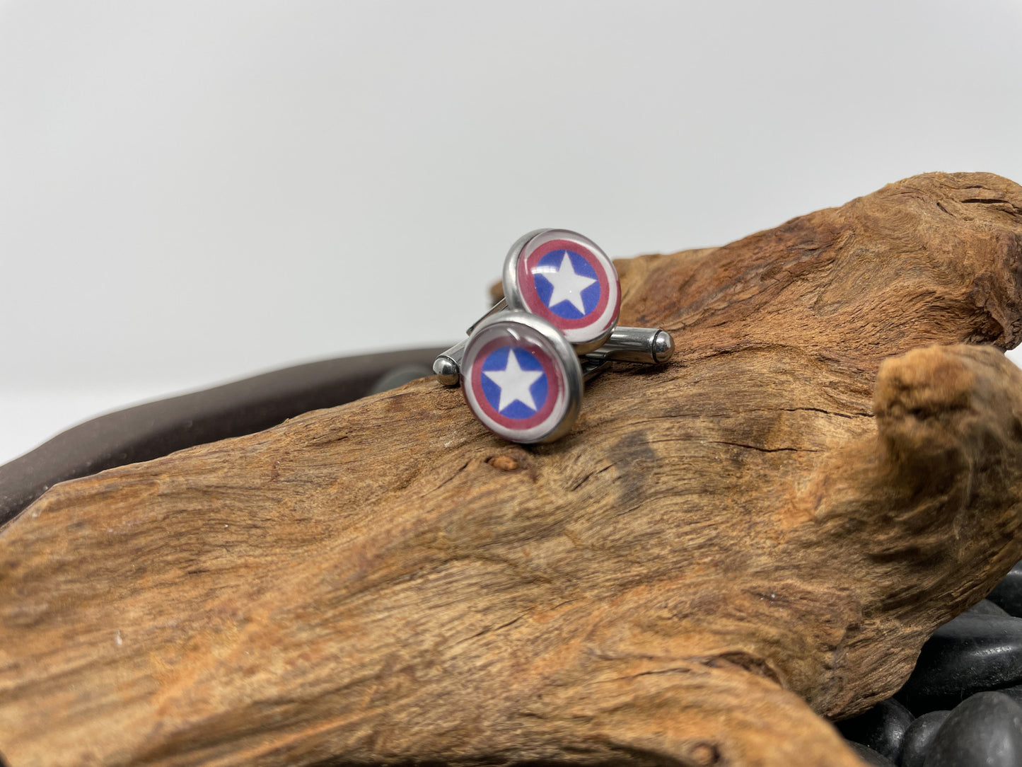 Glass cabochon cuff links