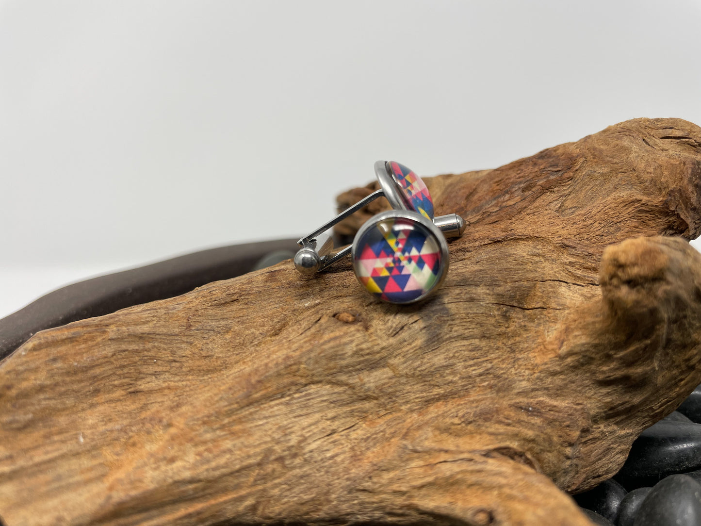 Glass cabochon cuff links